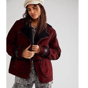NWOT We the Free by Free People Cozy Cassidy Leather Sherpa Jacket // size Large